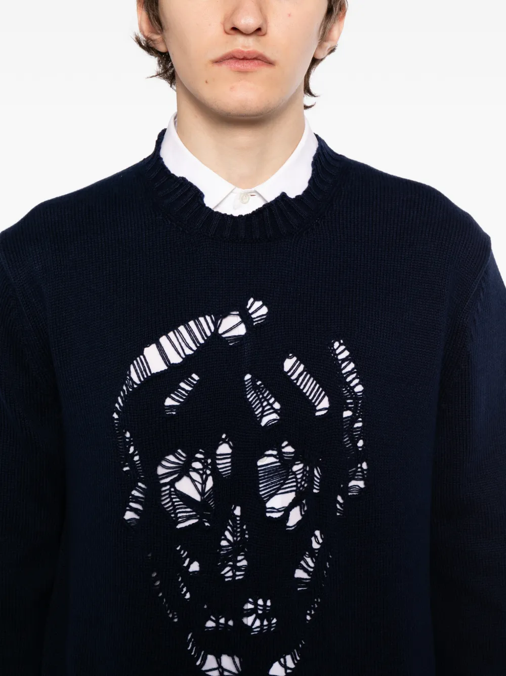 skull-distressed sweater