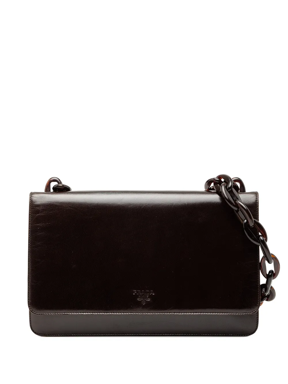 Prada Pre-Owned Borsa a spalla Swing in pelle di capra Madras con catena 2000-2025 - Marrone