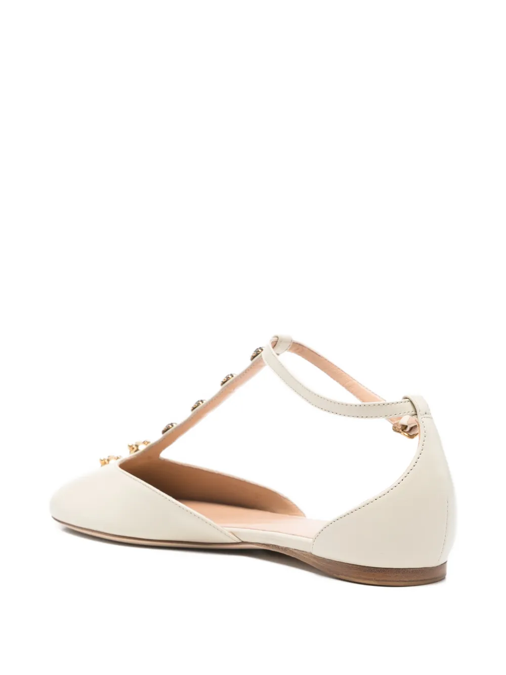 Chloé Celest T-bar embellished ballet flats Beige