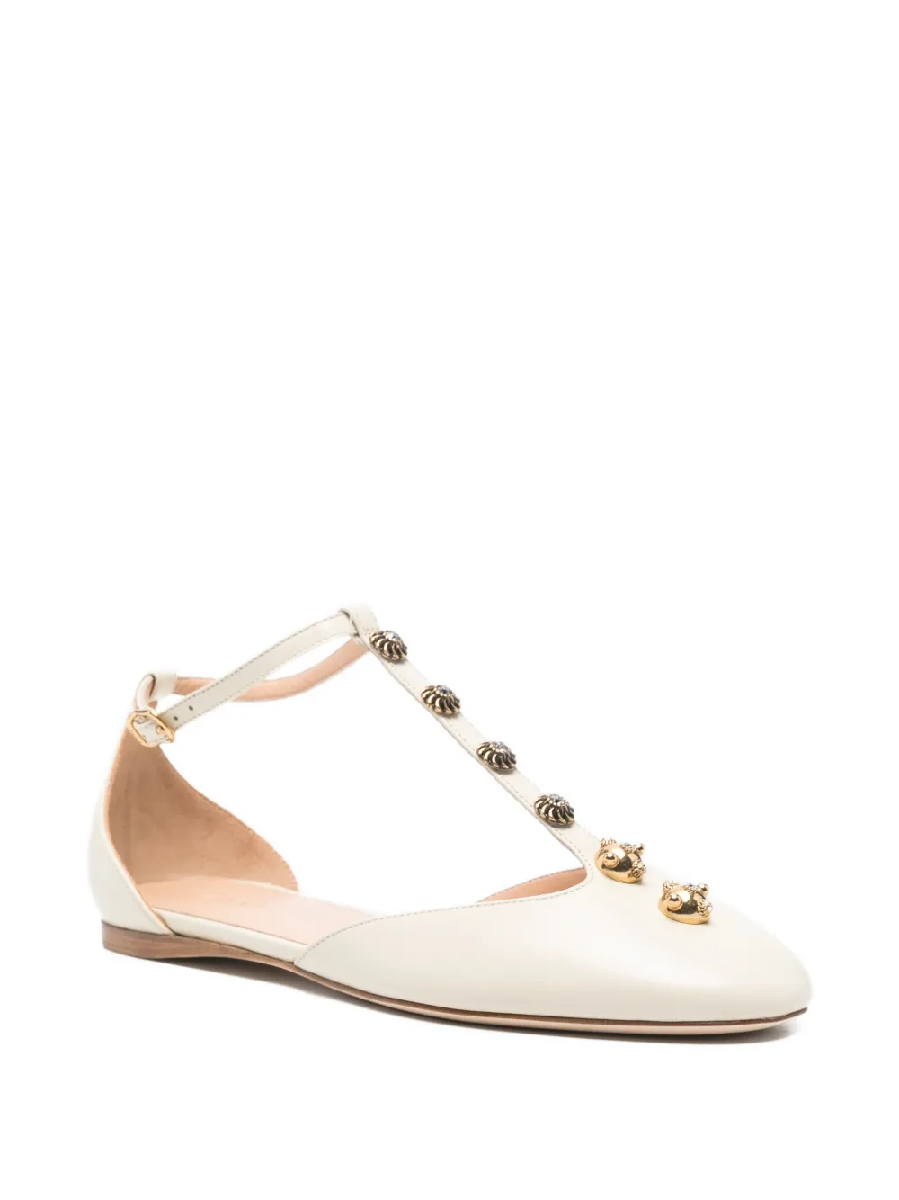 Chloé Celest T-bar embellished ballet flats Beige