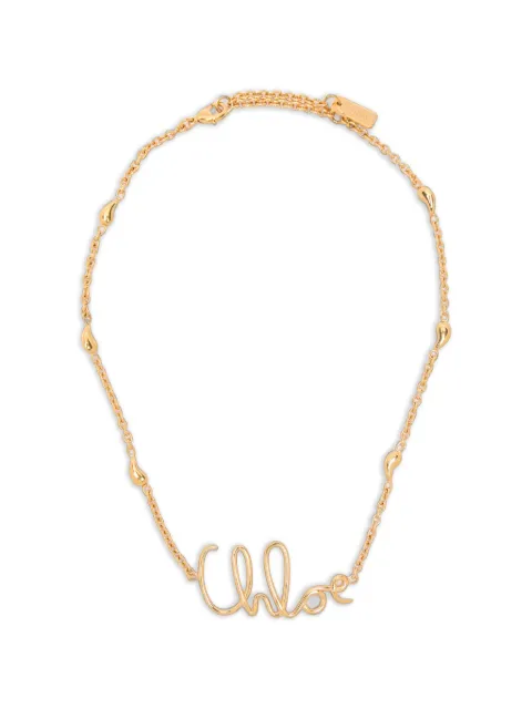 Chloé logo-plaque chain necklace