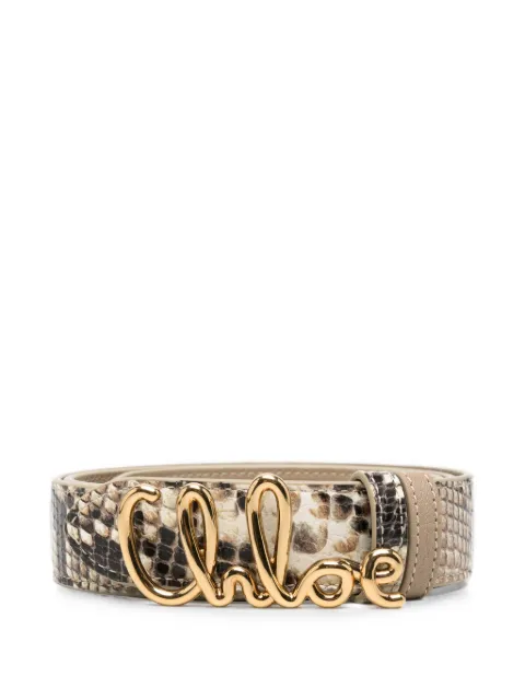 Chloé logo-buckle snake-effect belt