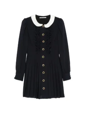Self-Portrait Knitted contrast-collar Mini Dress | Black