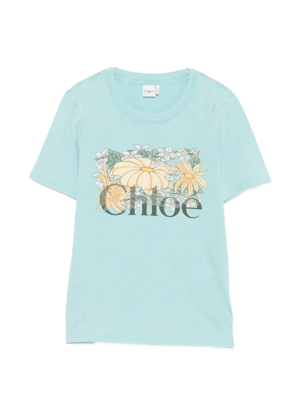 Chloé flower-print T-shirt - Blau