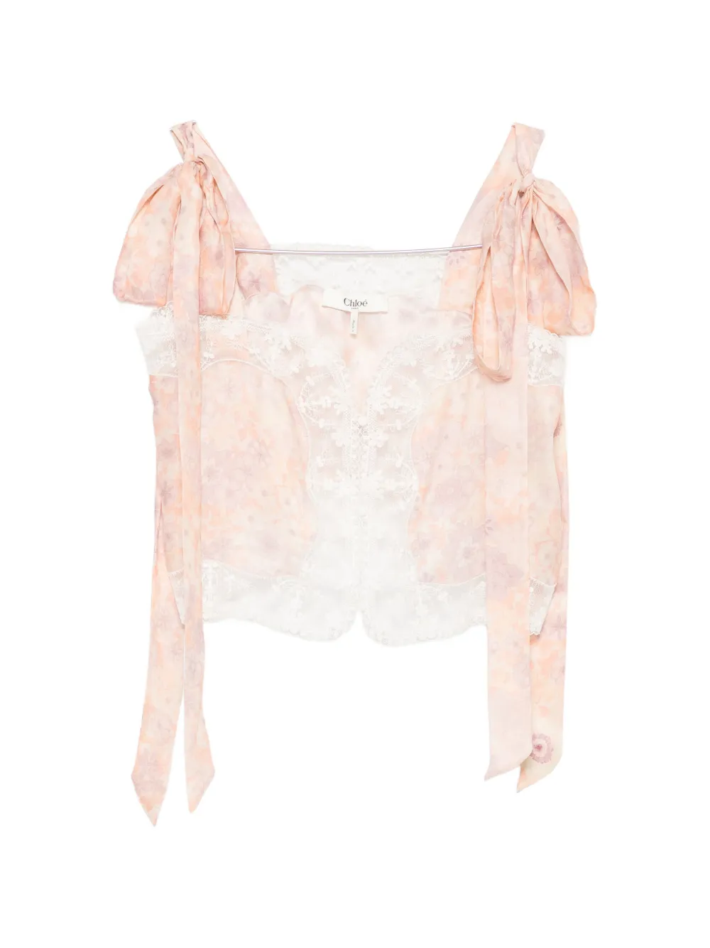 Chloé lace-trim floral-print top - Rosa