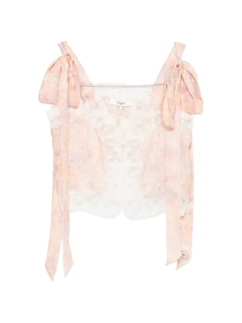 Chloé lace-trim floral-print top