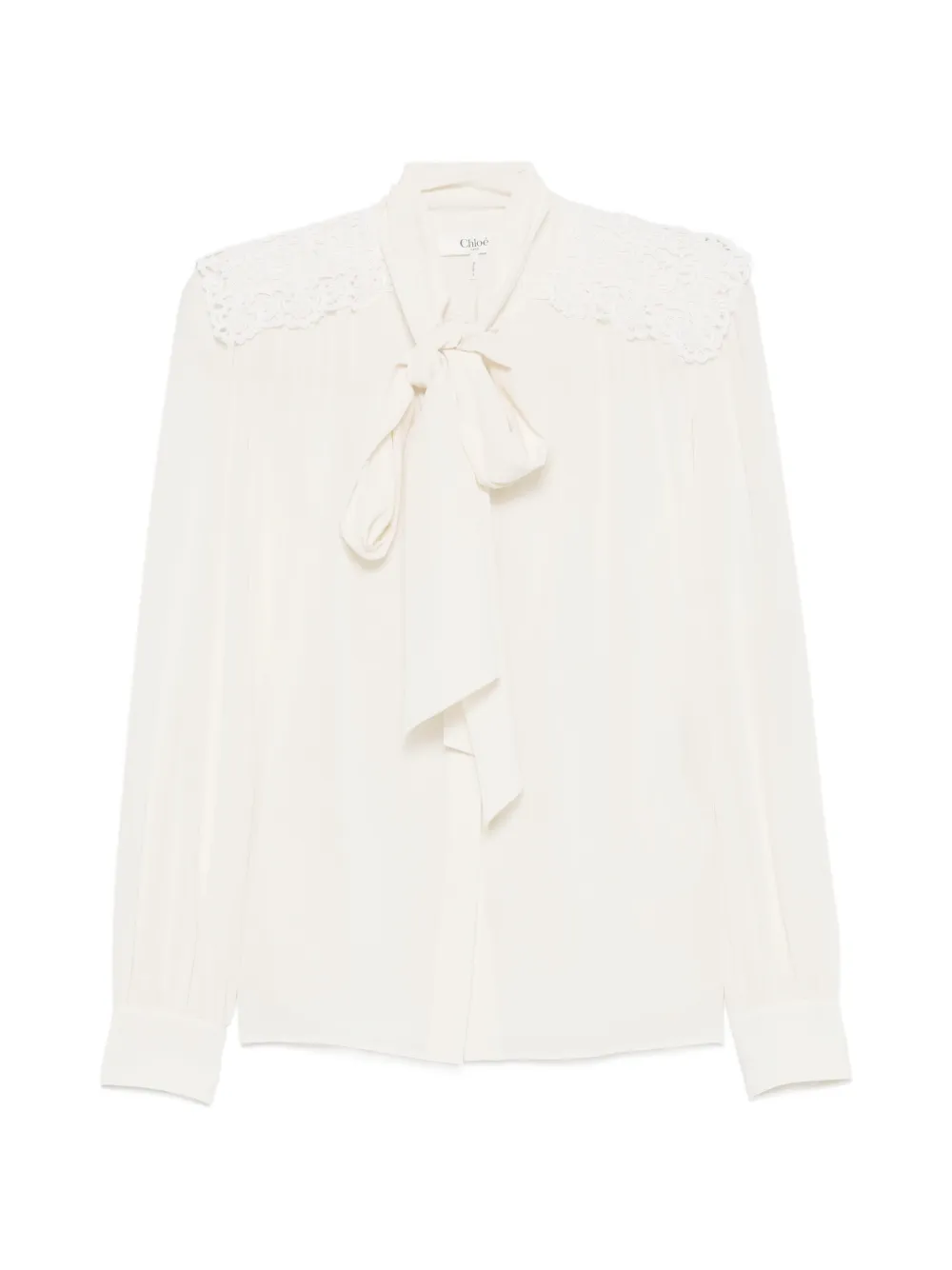 Chloé lace-trimmed pussy-bow blouse - Nude