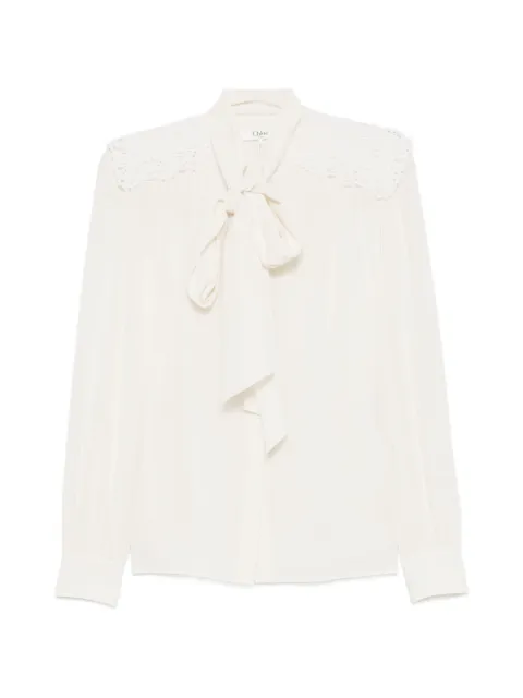 Chloé lace-panelled pussy-bow blouse