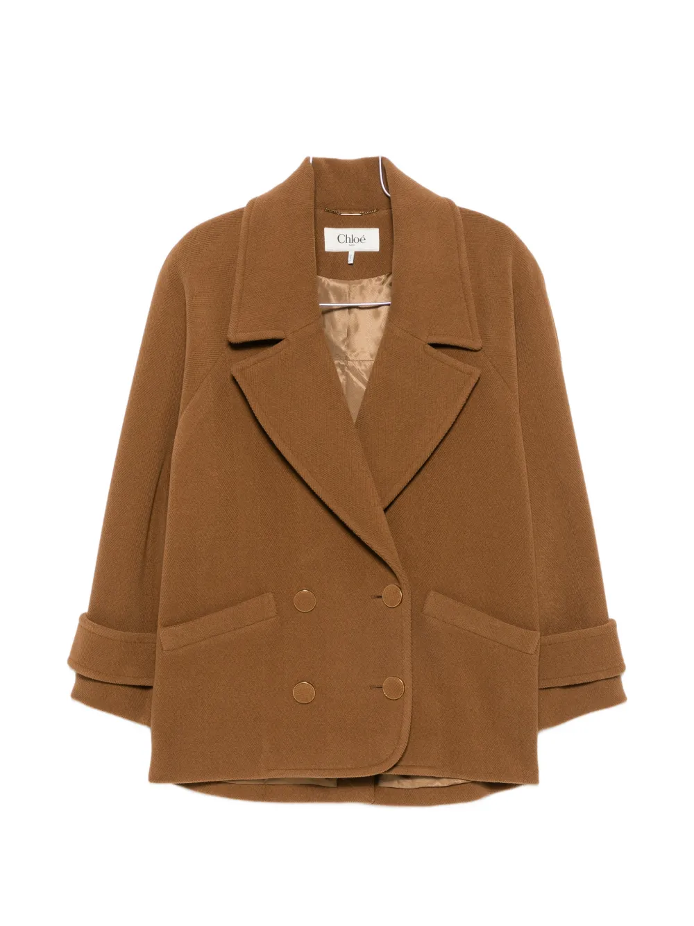 Chloé double-breasted herringbone coat - Braun