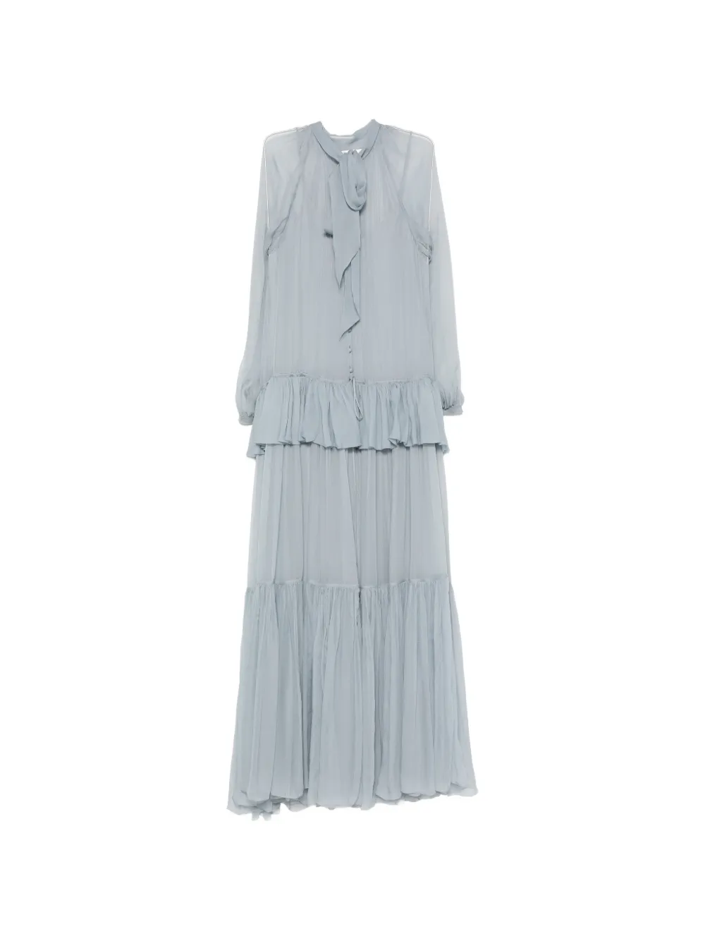 Chloé ruffled silk-mousseline maxi dress - Blau