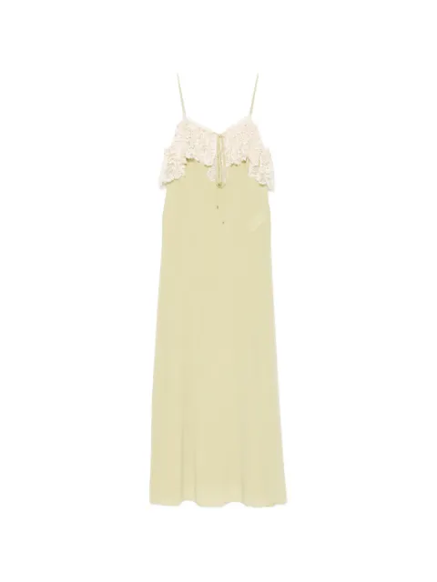 Chloé lace-trimmed silk-crepe maxi dress