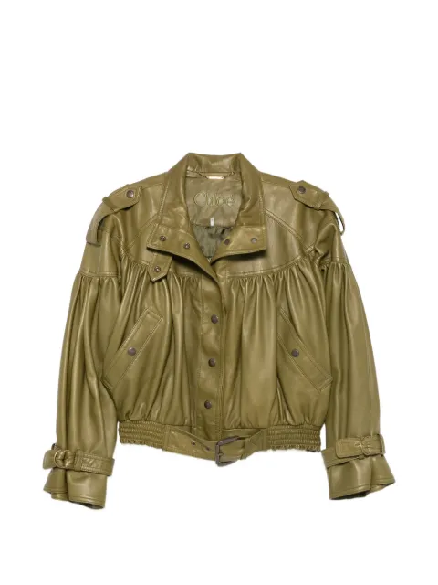 Chloé chaqueta de cuero fruncida con cinturón