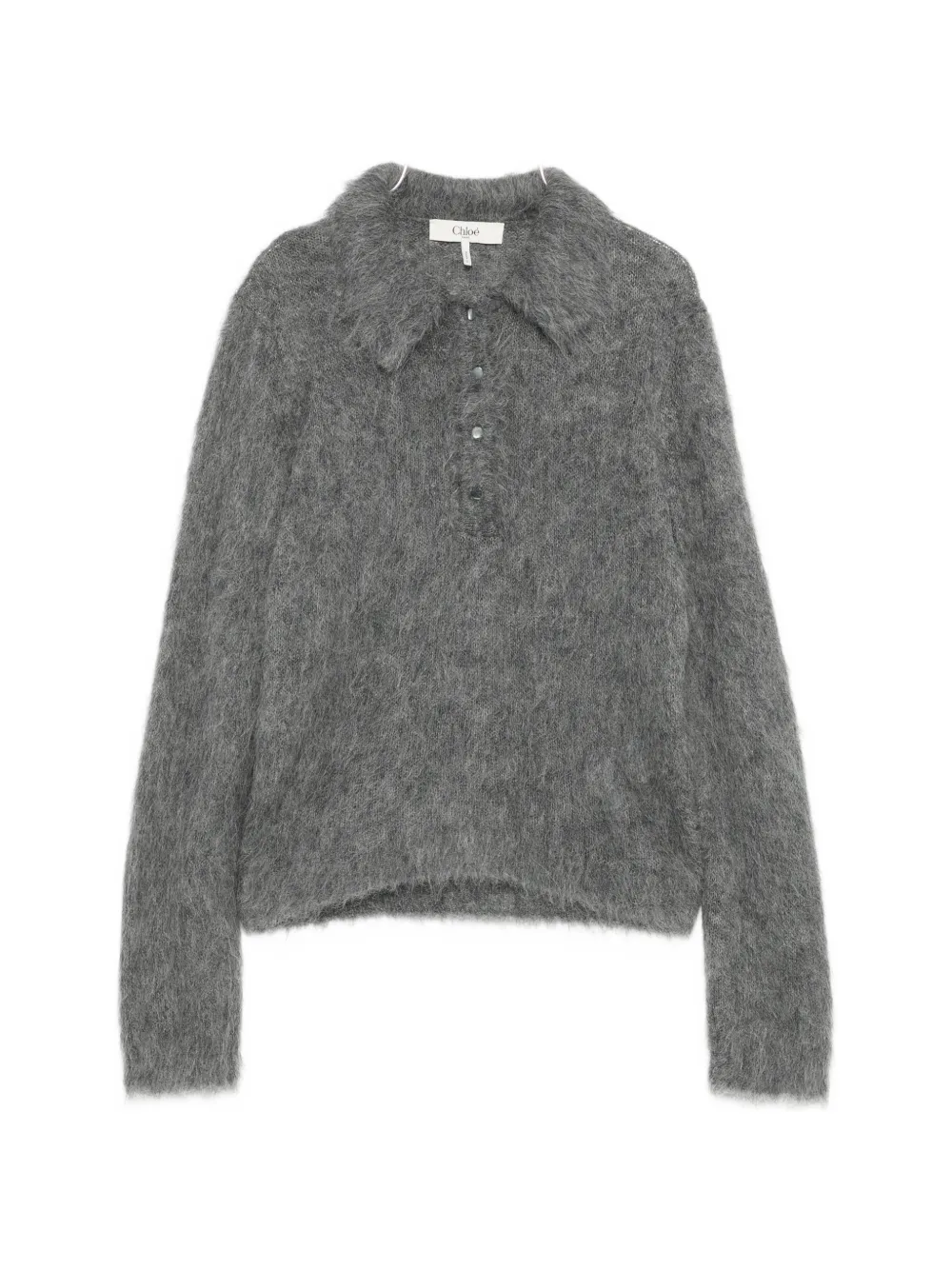 Chloé brushed-knit polo sweater - Grau