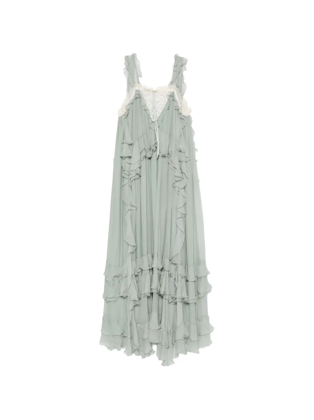 Chloé ruffled silk-mousseline maxi dress - Grün
