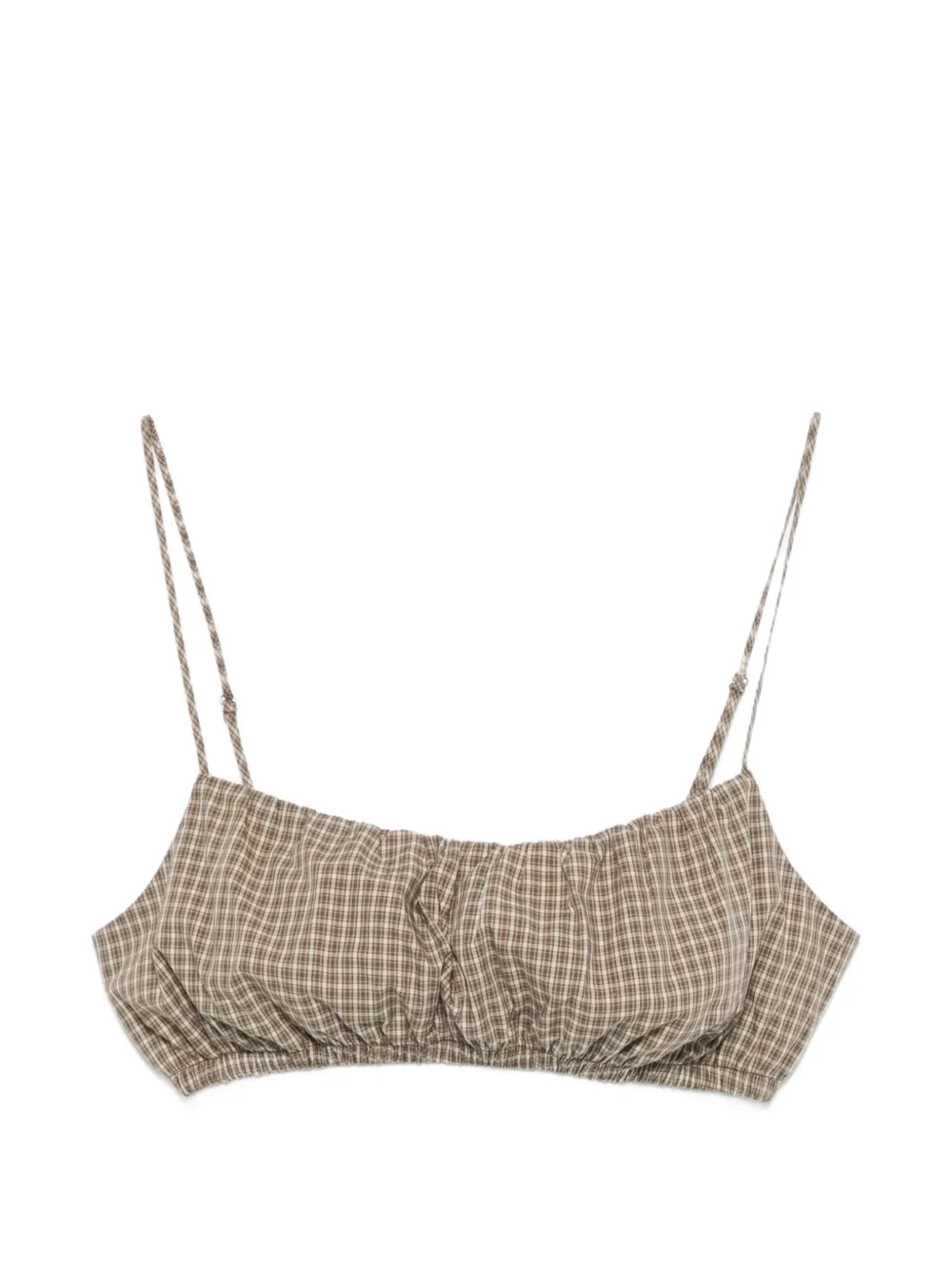 Enza Costa mini-plaid-pattern bralette - Marrone