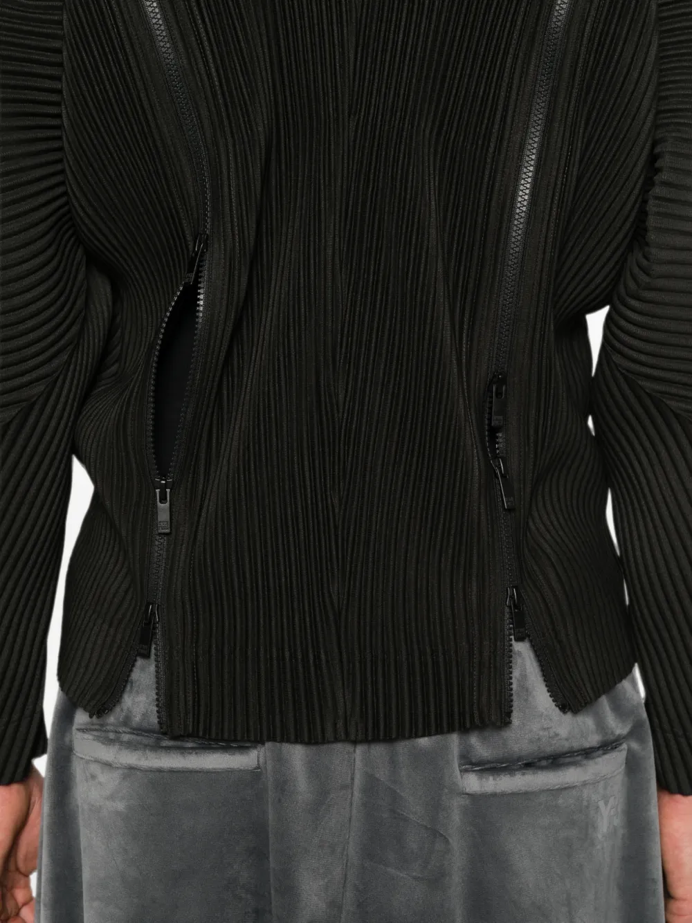 Homme Plissé Issey Miyake Geplooid jack met ritsdetail Zwart