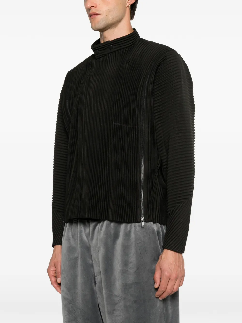 Homme Plissé Issey Miyake Geplooid jack met ritsdetail Zwart