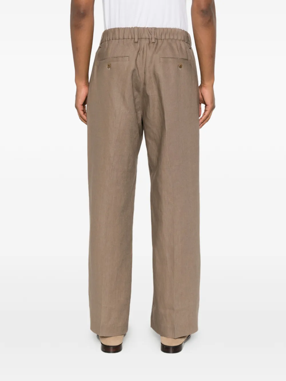 NN07 Kay straight ruimvallende linnen broek Bruin
