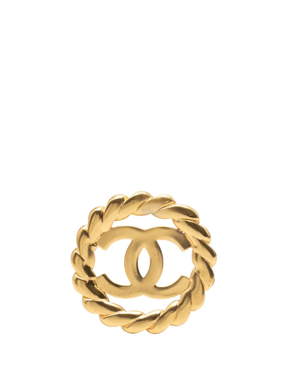 CHANEL Pre-Owned 1980-1990 CC Gold Plated Round Brooch costume brooch - Oro