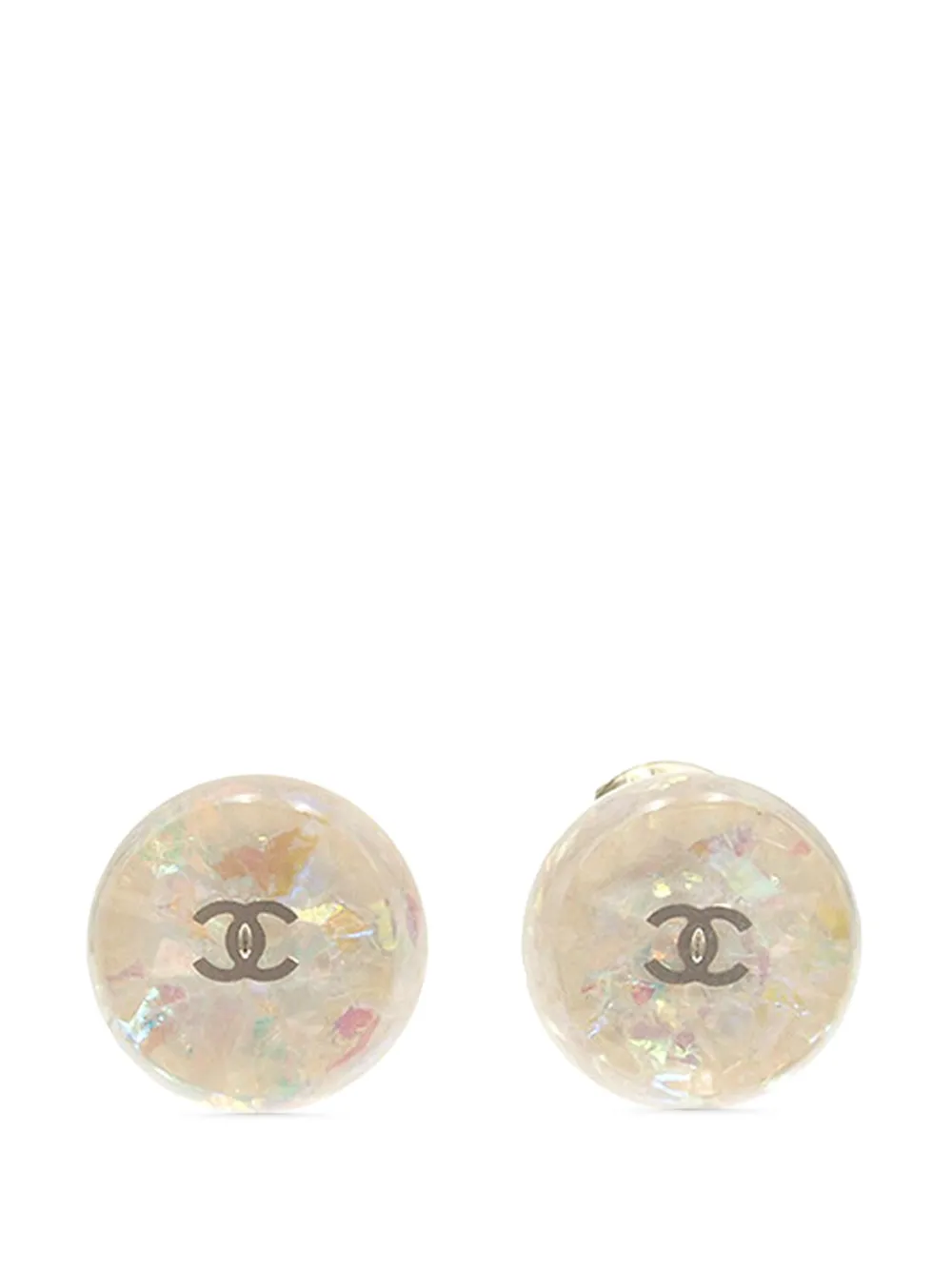 CHANEL Pre-Owned 1999 CC Silver Plated Resin Clip On Earrings costume earrings - Argento