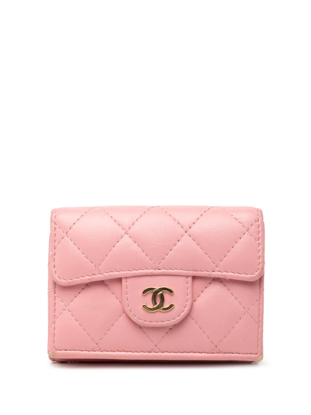 CHANEL Pre-Owned Portafoglio tri-fold CC in pelle di agnello trapuntata 2021-2025 - Rosa