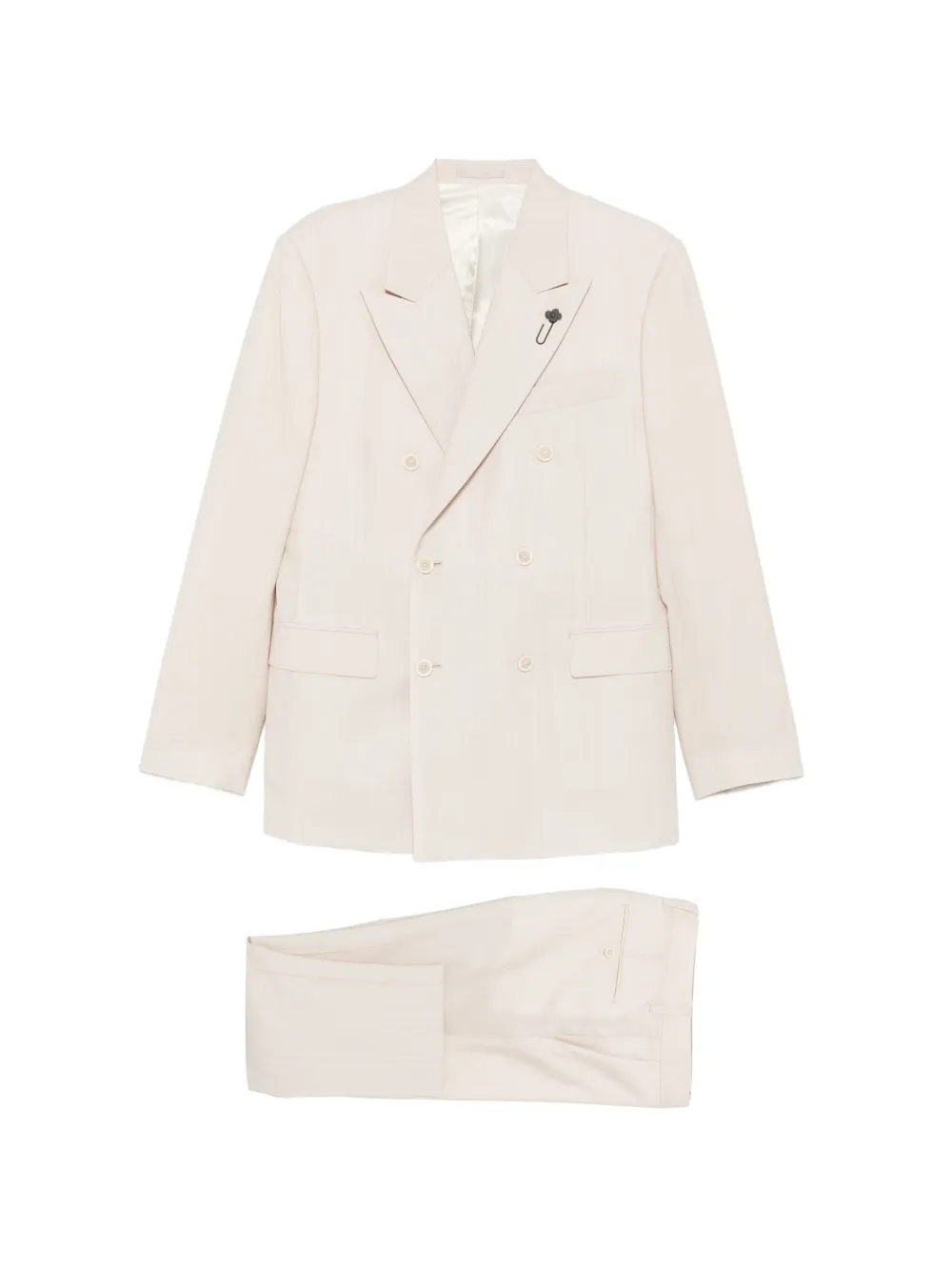 Lardini flower-pin double-breasted suit - Nude
