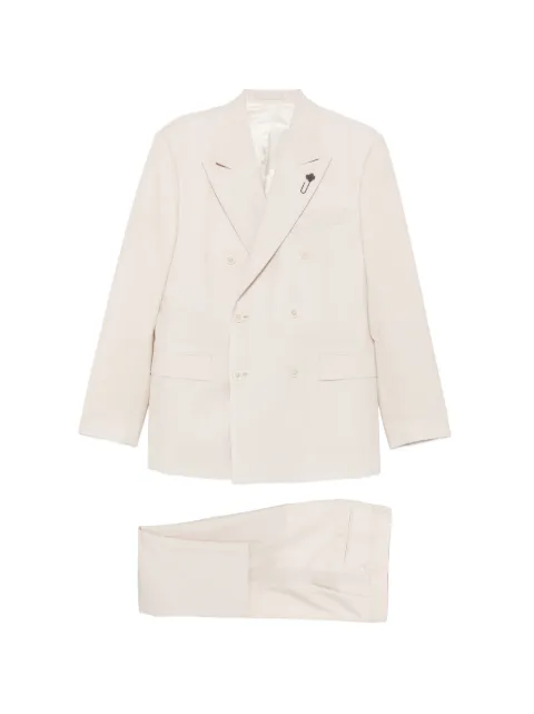 Lardini flower-pin double-breasted suit