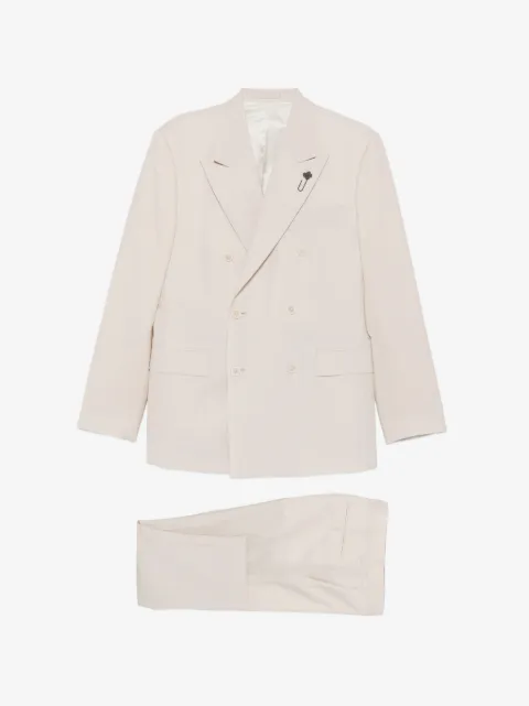 Lardini flower-pin double-breasted suit