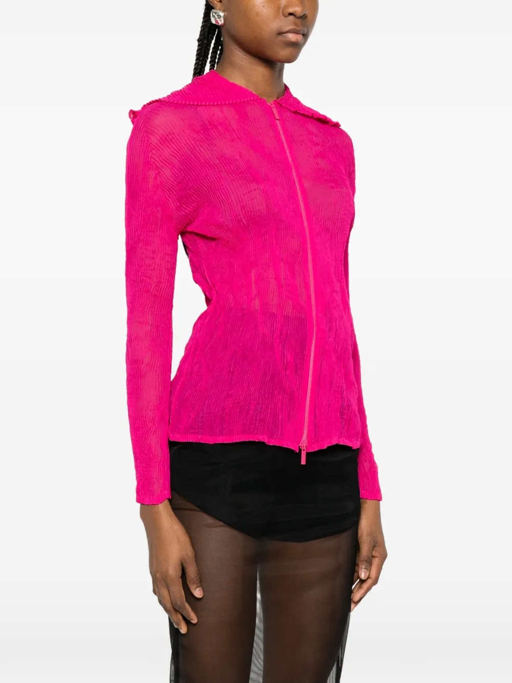  Issey Miyake Ruffled Zip-fastening Shirt - Pink 
