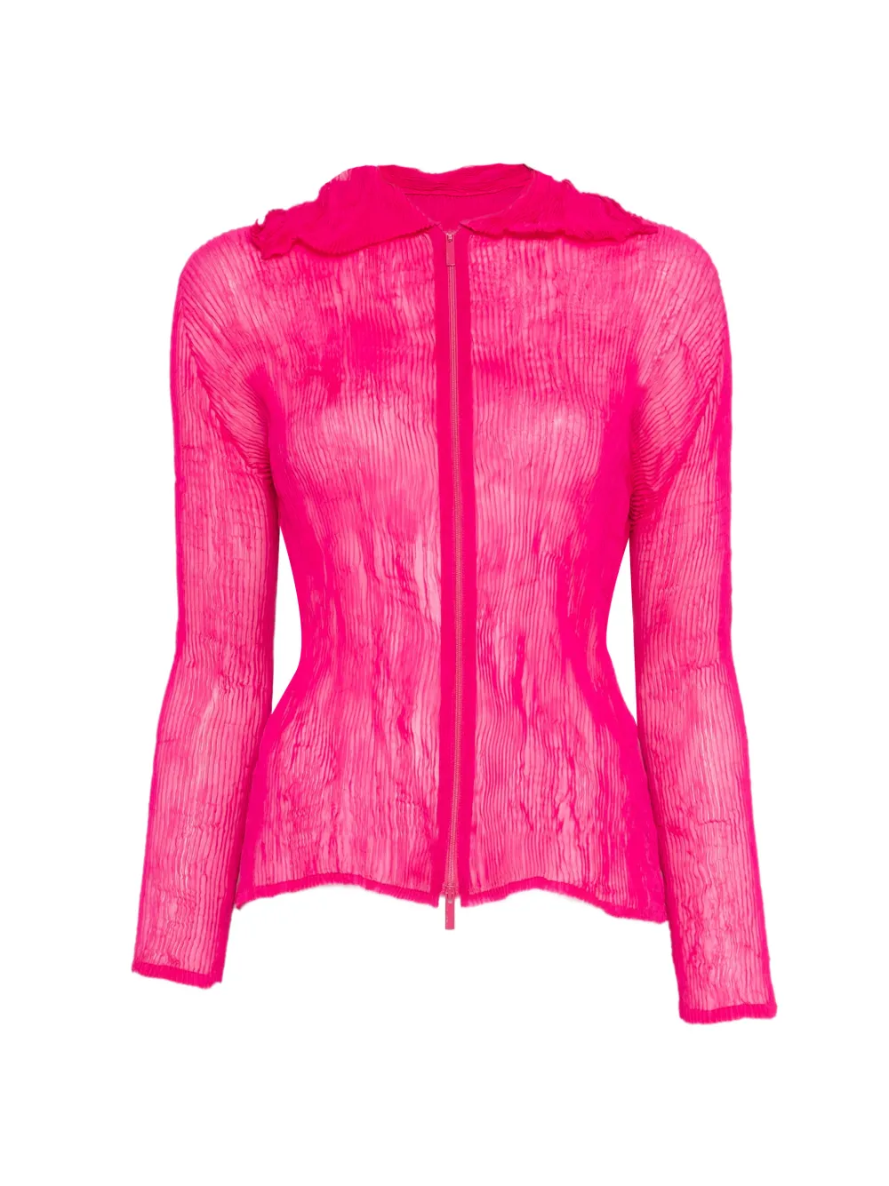 Issey Miyake ruffled zip-fastening shirt - Rosa