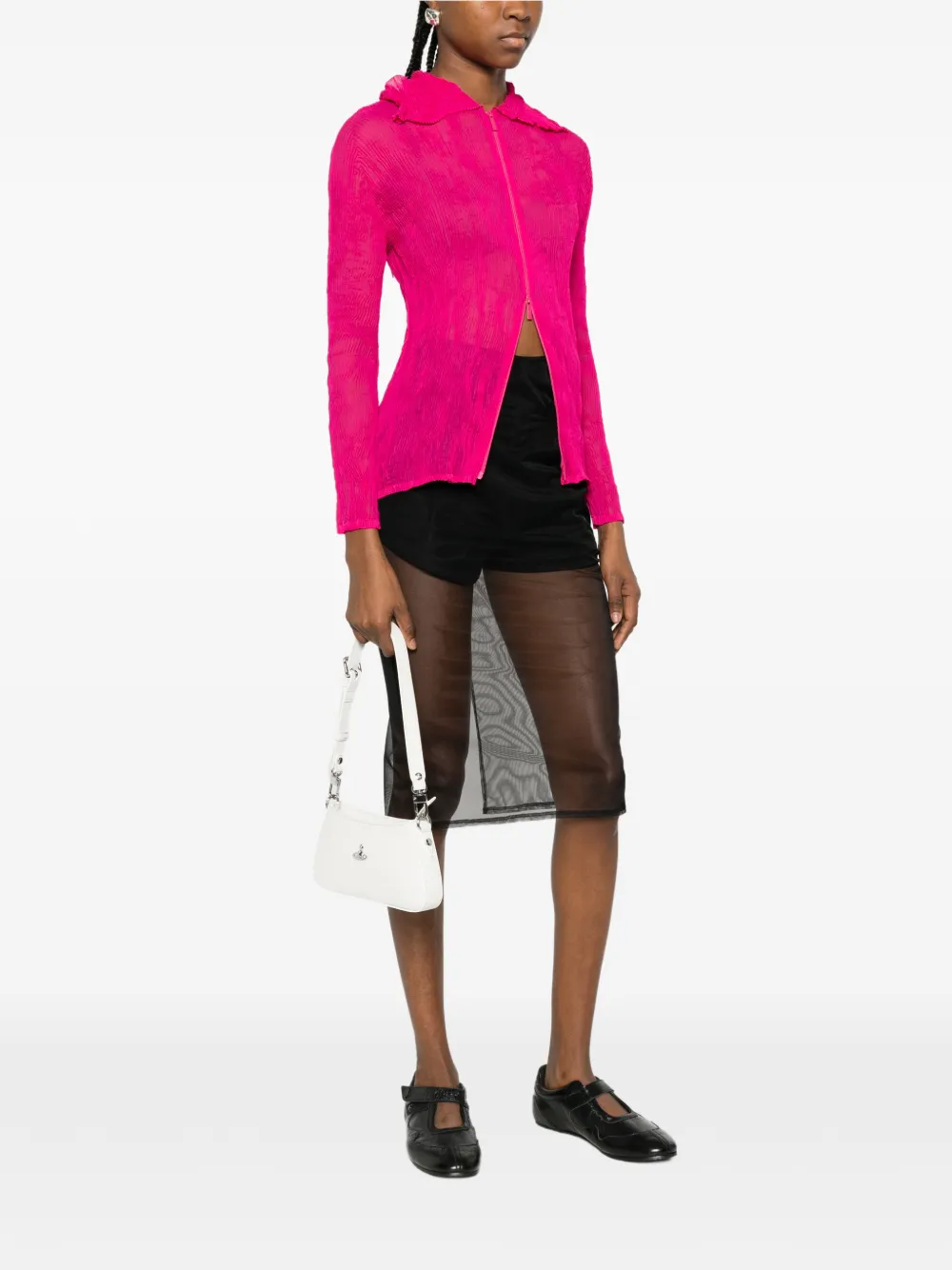  Issey Miyake Ruffled Zip-fastening Shirt - Pink 