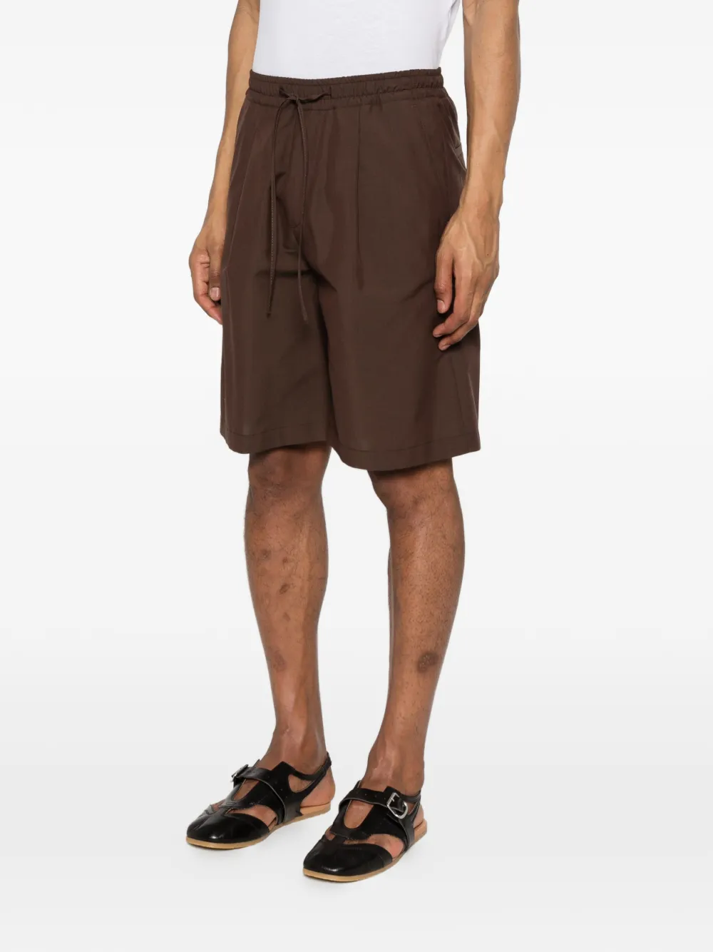  Greyed Drawstring-fastening Shorts - Brown 