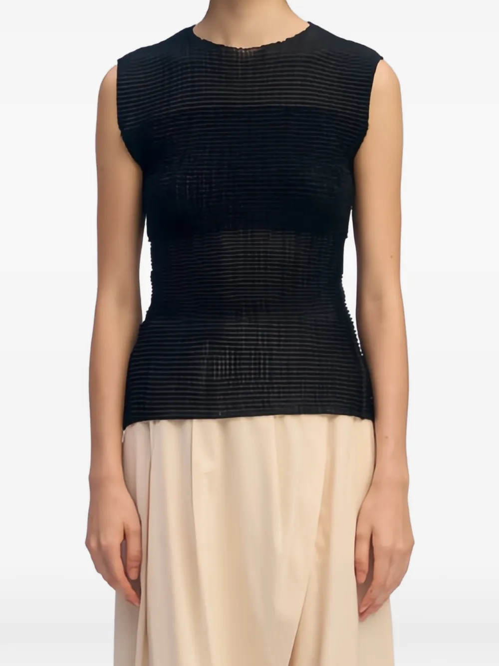  Issey Miyake Top Con Efecto Plisado - Negro 
