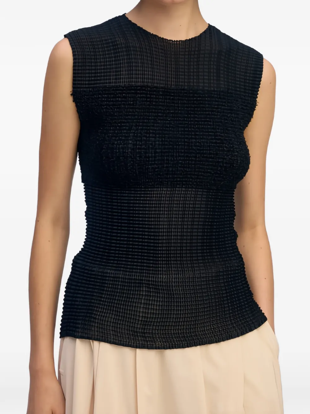  Issey Miyake Top Con Efecto Plisado - Negro 