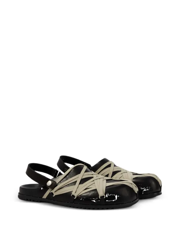 Rick Owens Megalace Cross Strap Mules | Black | FARFETCH