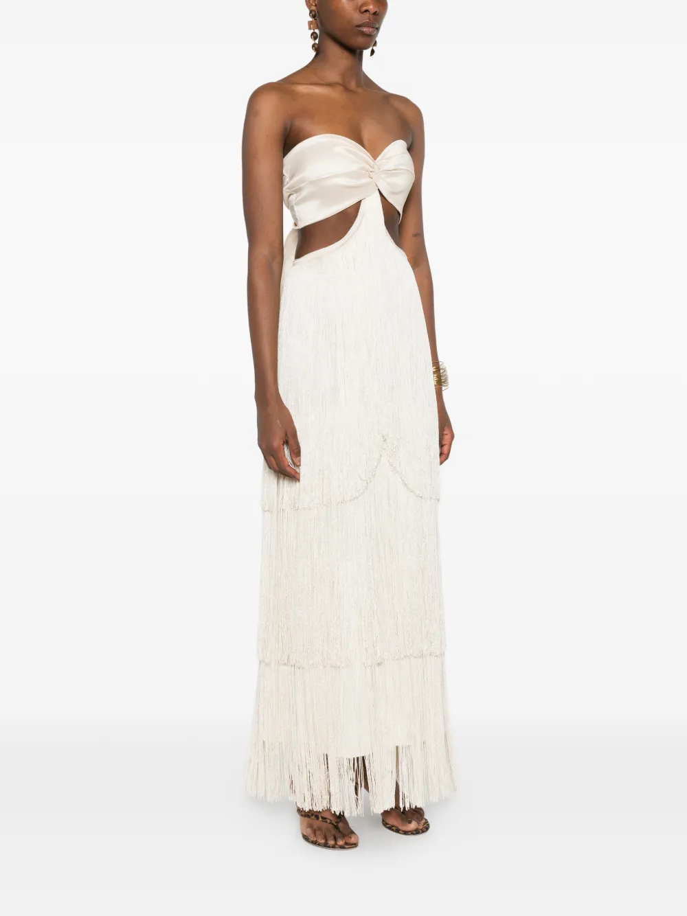  Bless Fringed Maxi Dress - Neutrals 