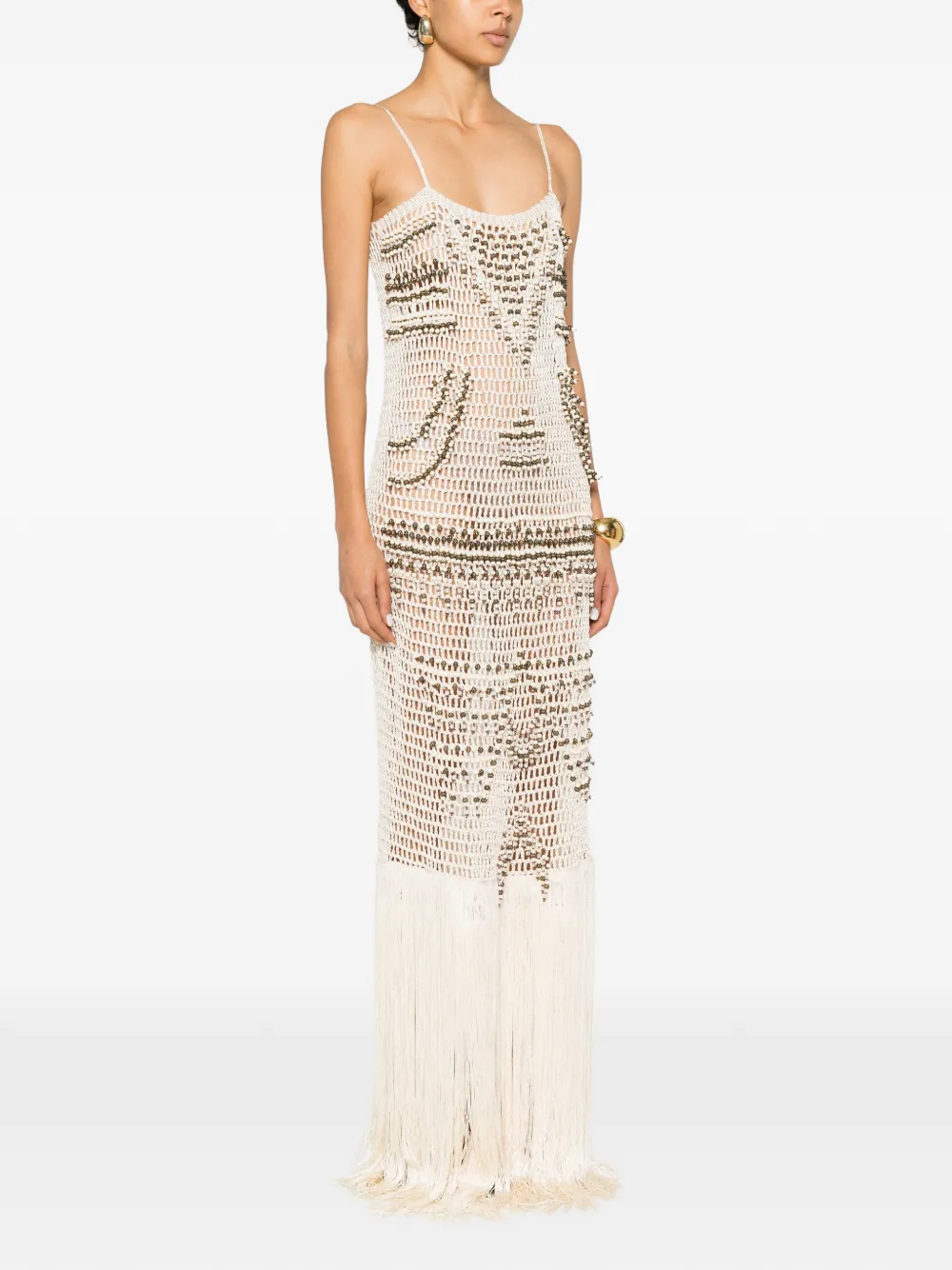  Bless Vestido Largo Takara Con Cuentas - Neutro 