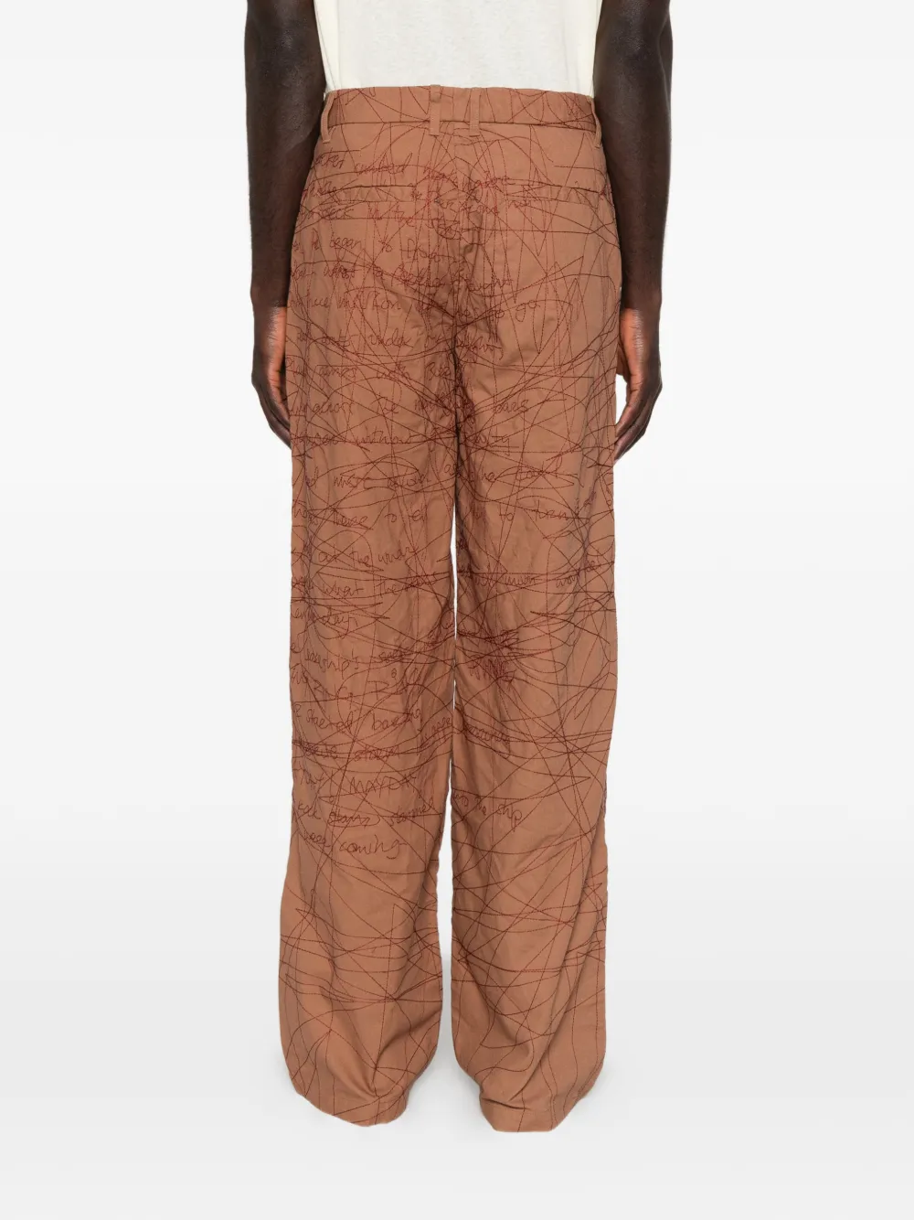 KidSuper Broek met borduurwerk en krabbel-patroon Bruin