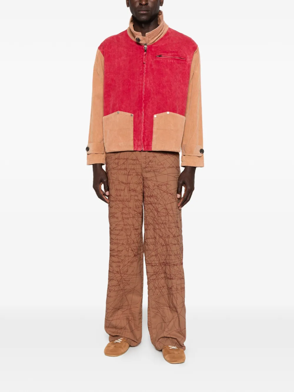 KidSuper Broek met borduurwerk en krabbel-patroon Bruin