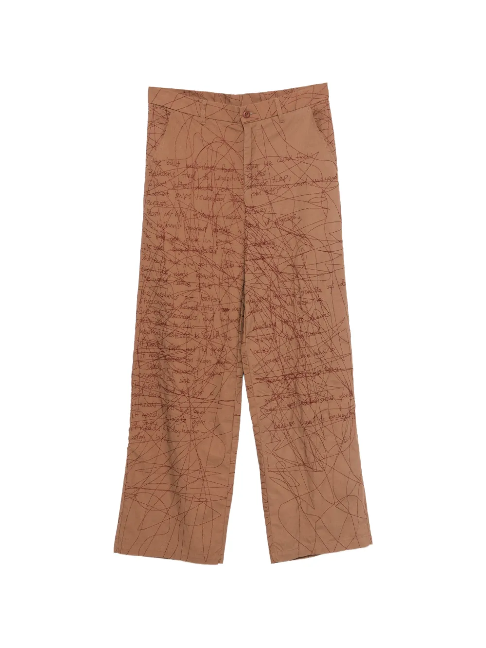 KidSuper Broek met borduurwerk en krabbel-patroon Bruin