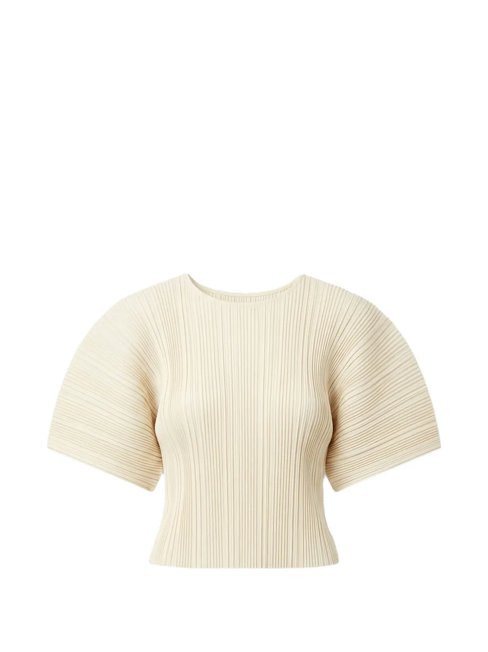 Issey Miyake pleated short-sleeve T-shirt - Toni neutri