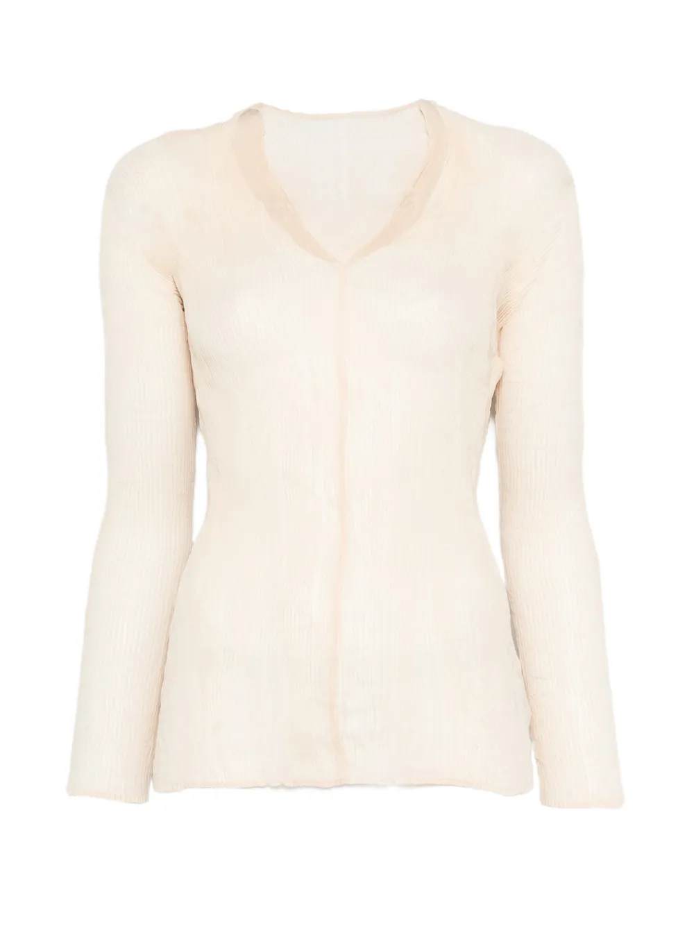 Issey Miyake V-neck ruffled T-shirt - Toni neutri