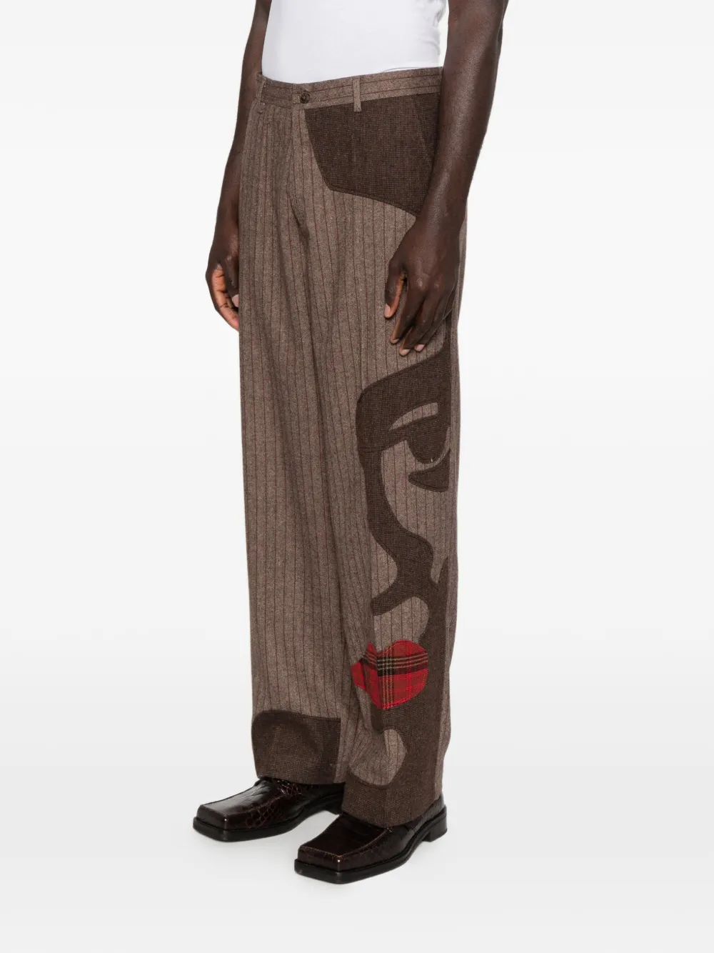 KidSuper Broek met krijtstreep en patchwork Bruin