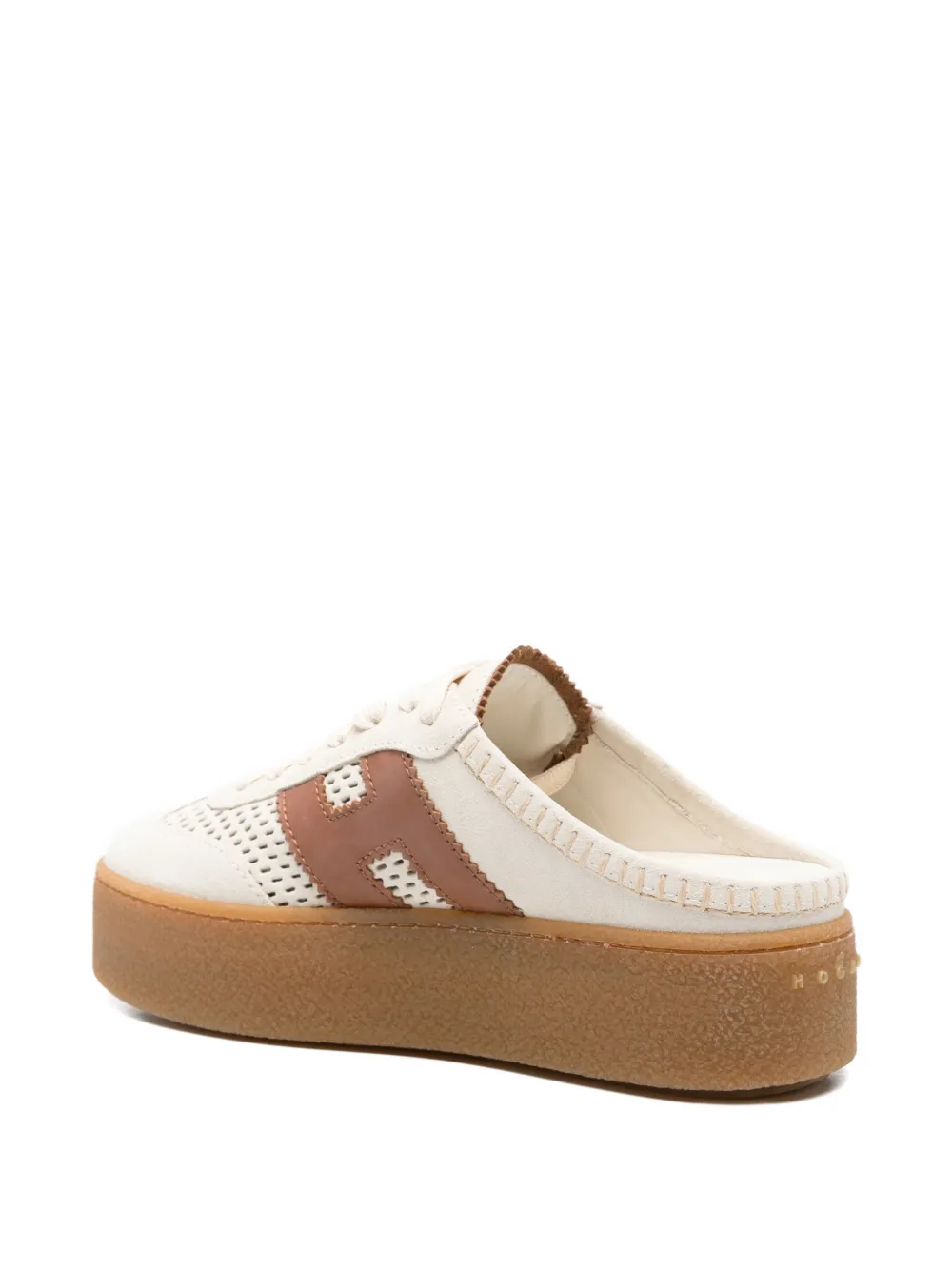 Hogan Muiltjes met ronde neus en plateauzool Beige