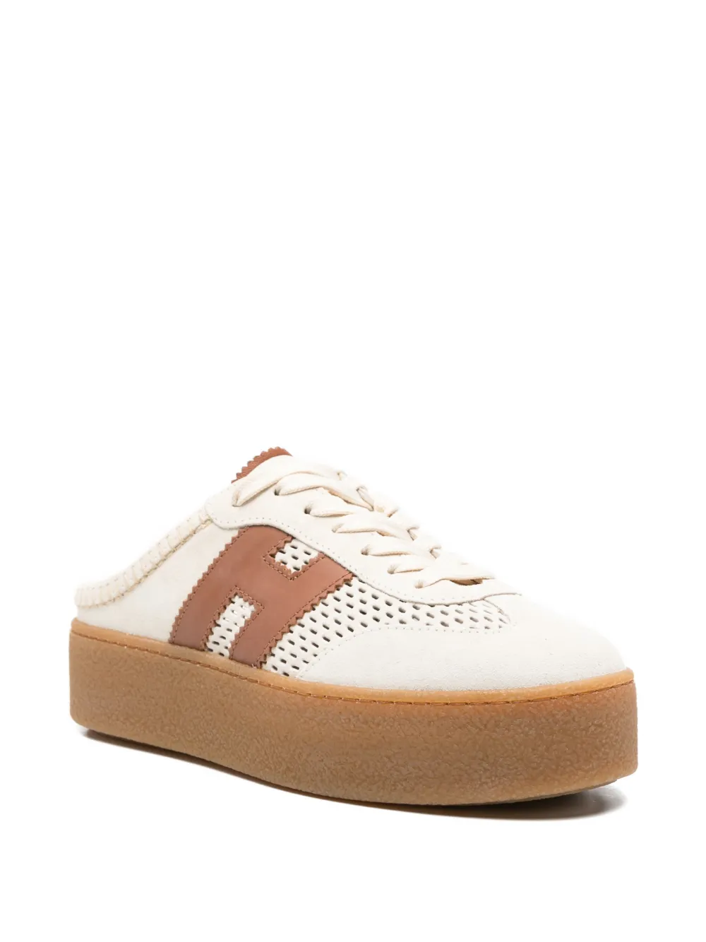 Hogan Muiltjes met ronde neus en plateauzool Beige