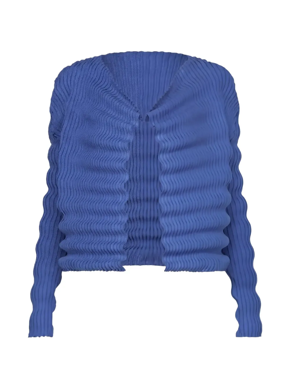 Issey Miyake pleated wave-texture cardigan - Blau