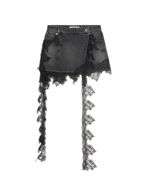 Blumarine lace-panel denim mini skirt
