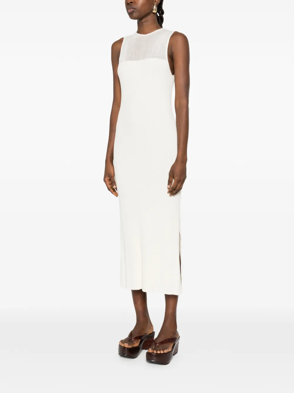  Bompard Ribbed Midi Dress - Neutrals 