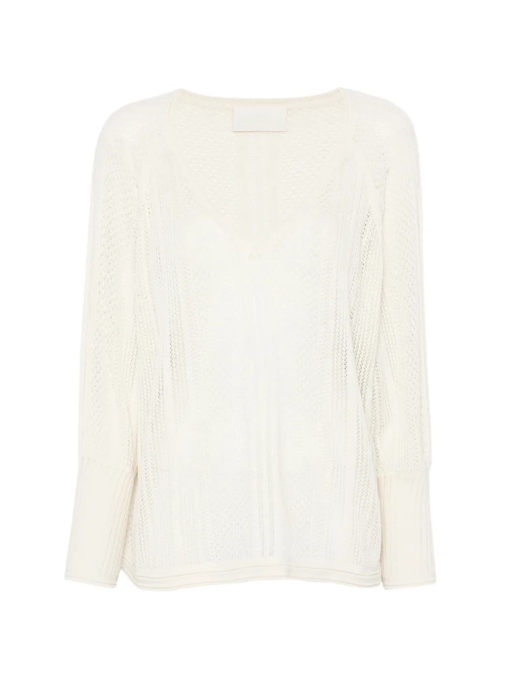 BOMPARD Maglione traforato con scollo a V - Toni neutri