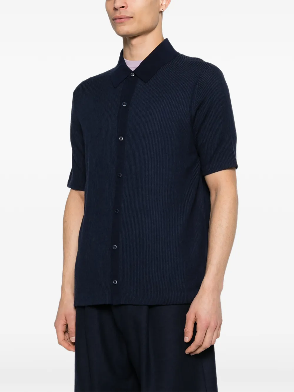  Bompard Ribbed Buttoned Shirt - Blue 
